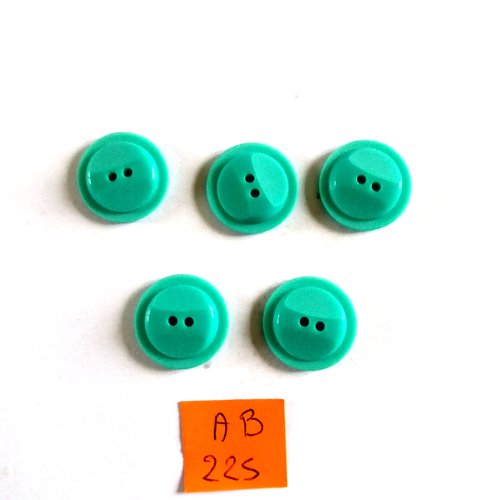 5 boutons en résine bleu/vert - 18mm - ab225