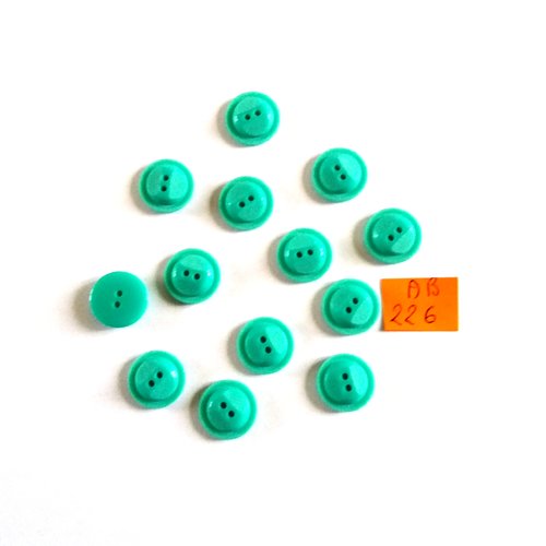 13 boutons en résine bleu/vert - 14mm - ab226