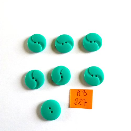 7 boutons en résine bleu/vert - 17mm - ab227
