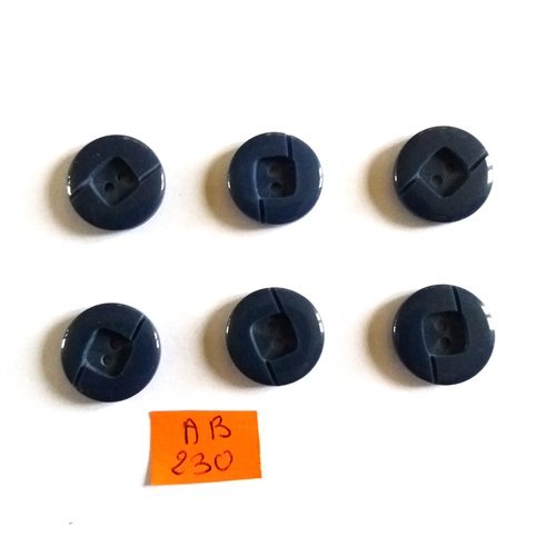 6 boutons en résine bleu - 18mm - ab230
