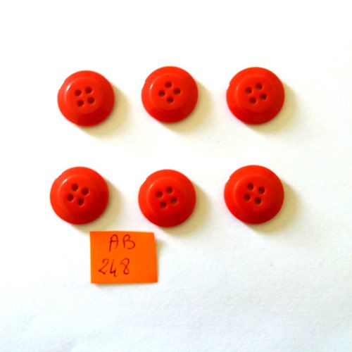 6 boutons en résine rouge - 18mm - ab248