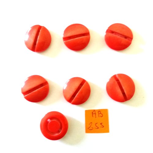 7 boutons en résine rouge - 18mm - ab255