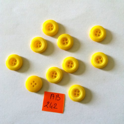 10 boutons en résine jaune - 14mm - ab242