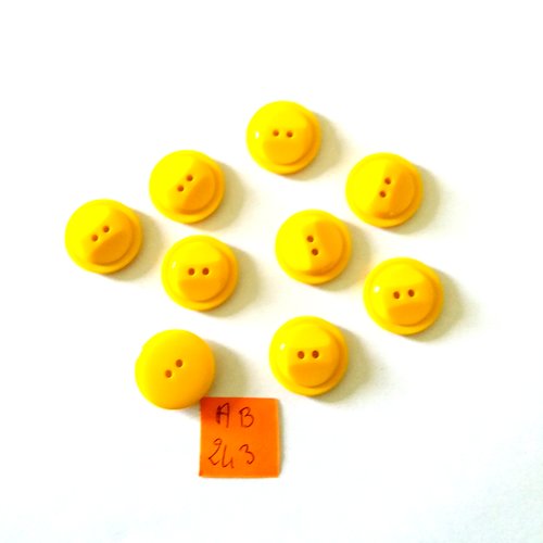 9 boutons en résine jaune - 18mm - ab243
