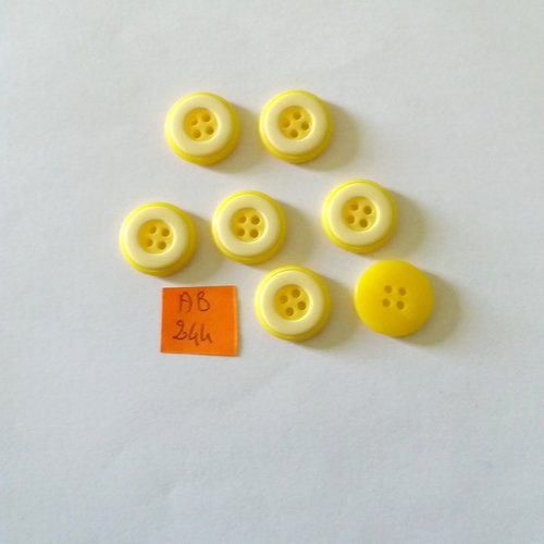 7 boutons en résine jaune - 18mm - ab244