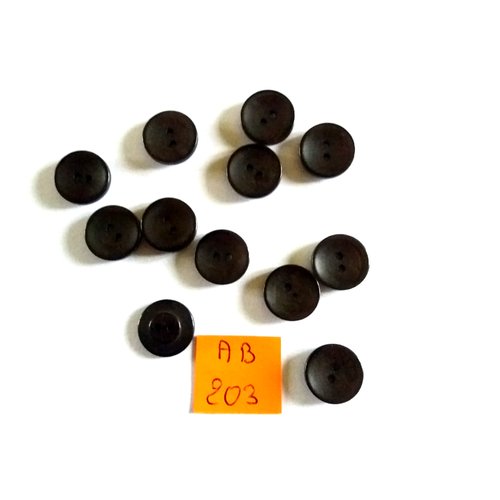 12 boutons en résine noir et marron - 13mm - ab203