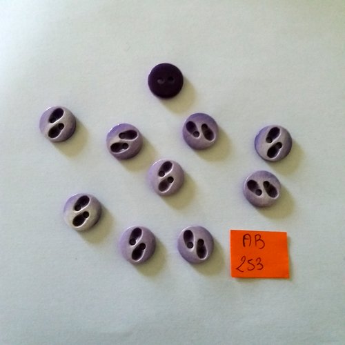10 boutons en résine mauve et violet - 13mm - ab253
