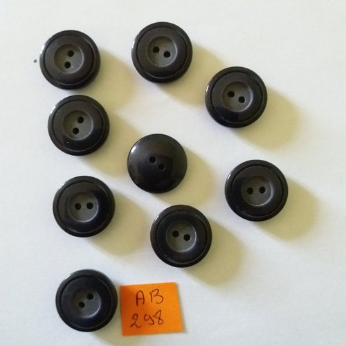 9 boutons en résine bleu/gris - 18mm - ab298