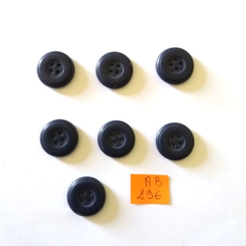 7 boutons en résine bleu foncé - 18mm - ab296