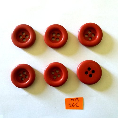 6 boutons en résine marron - 26mm - ab262