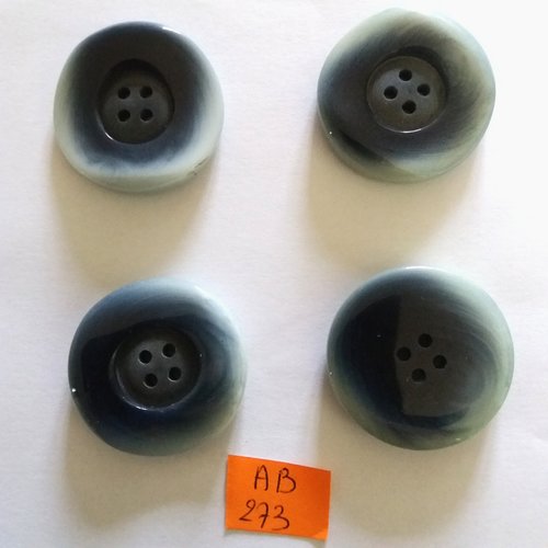 4 boutons en résine bleu dégradé - 34mm - ab273