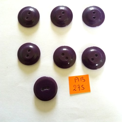 7 boutons en résine violet - 22mm - ab275