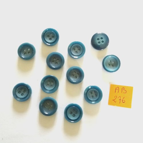 12 boutons en résine bleu - 14mm - ab276