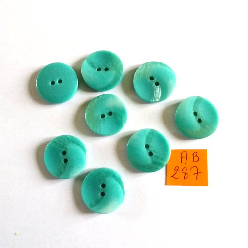 8 boutons en résine vert/bleu - 18mm - ab287