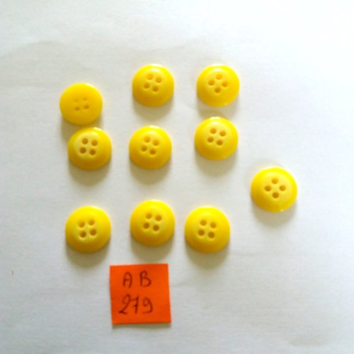 10 boutons en résine - jaune - 14mm - ab279
