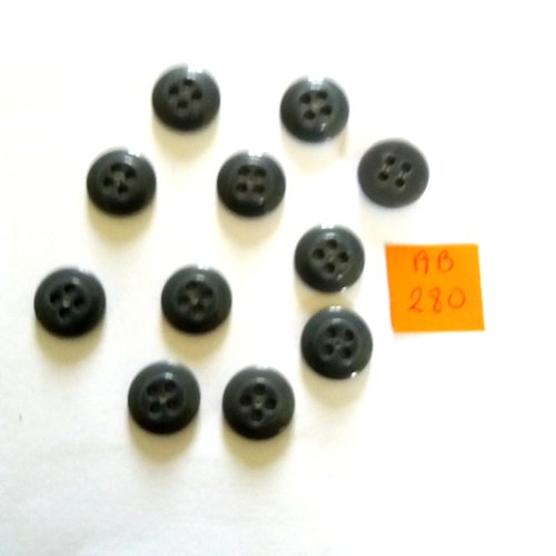 11 boutons en résine - gris - 14mm - ab280