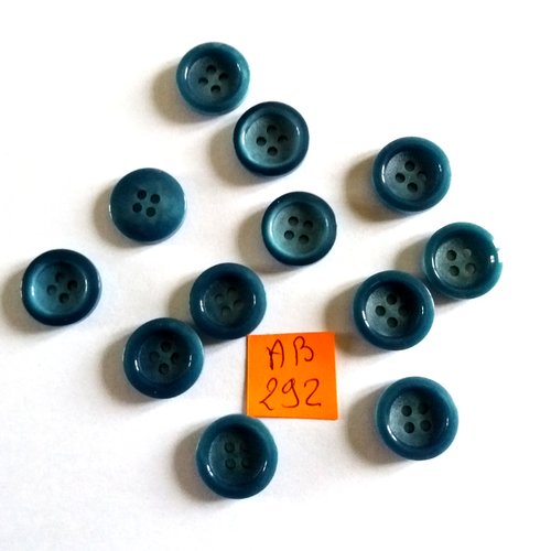 12 boutons en résine - bleu - 14mm - ab292