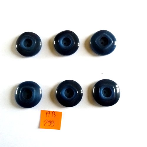 6 boutons en résine - bleu - 22mm - ab299