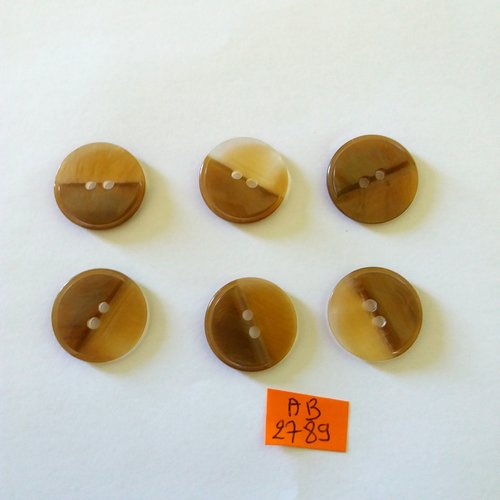 6 boutons en résine marron opaque - 21mm - ab2789