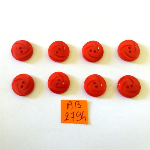 8 boutons en résine rouge - 15mm - ab2794