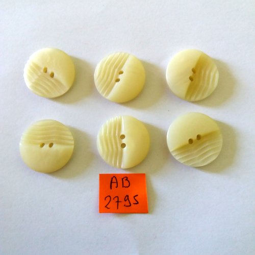 6 boutons en résine ivoire/écru - 22mm - ab2795