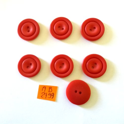 7 boutons en résine rouge foncé - 22mm - ab2799
