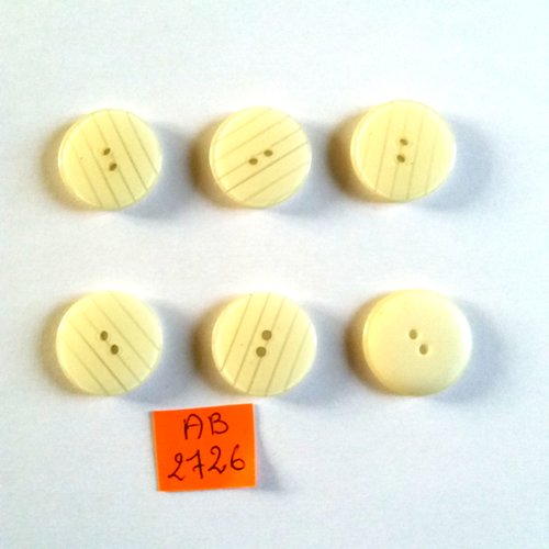 6 boutons en résine crème - 22mm - ab2726