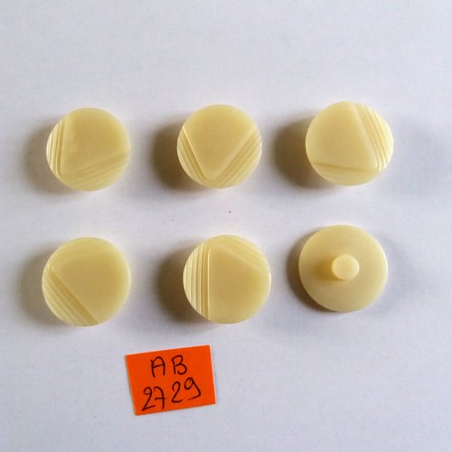 6 boutons en résine crème - 22mm - ab2729