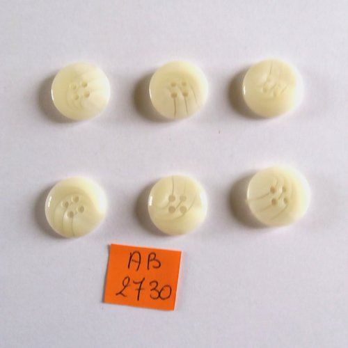 6 boutons en résine crème - 18mm - ab2730