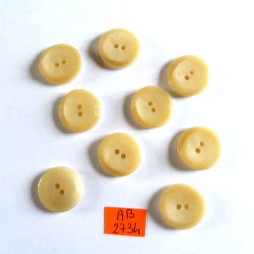 9 boutons en résine beige claire - 22mm - ab2734