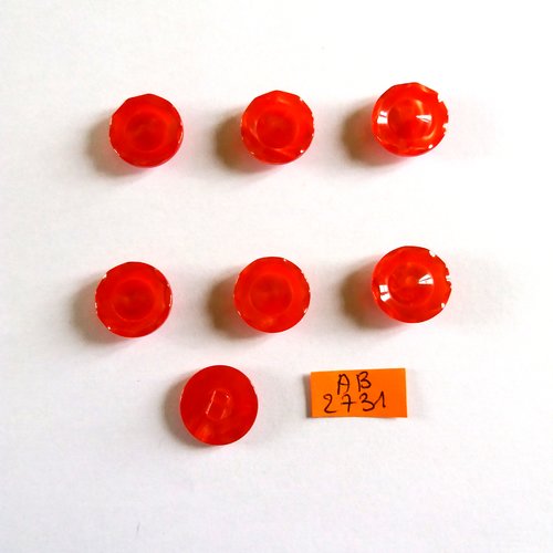 7 boutons en résine rouge - 18mm - ab2731