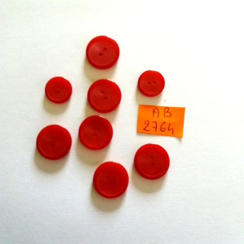 8 boutons en résine rouge - 17mm et 13mm - ab2764