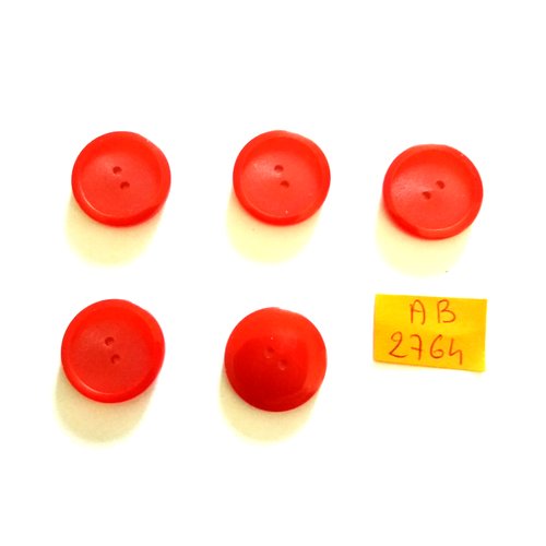 5 boutons en résine rouge - 20mm - ab2764