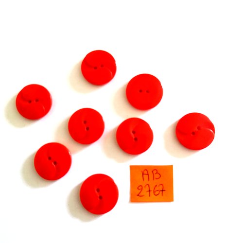 8 boutons en résine rouge - 18mm - ab2767