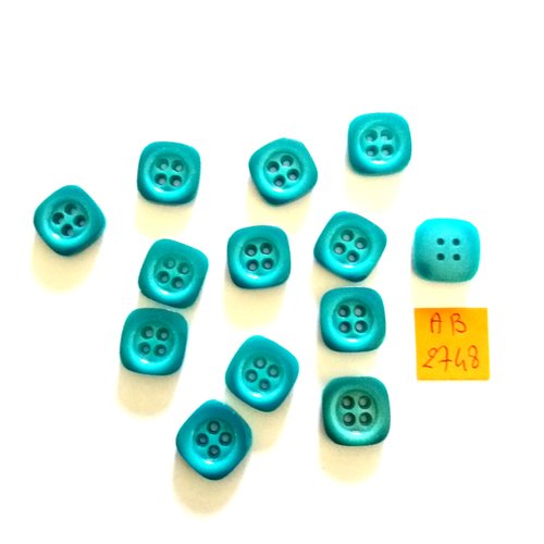 13 boutons en résine bleu/vert - 15x15mm - ab2748