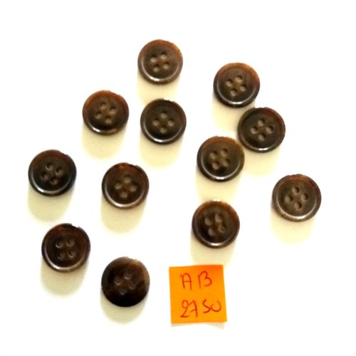 12 boutons en résine marron - 15mm - ab2750