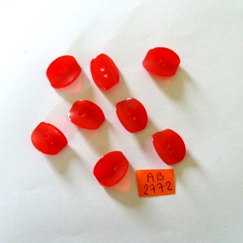 8 boutons en résine rouge - 14x17mm - ab2772