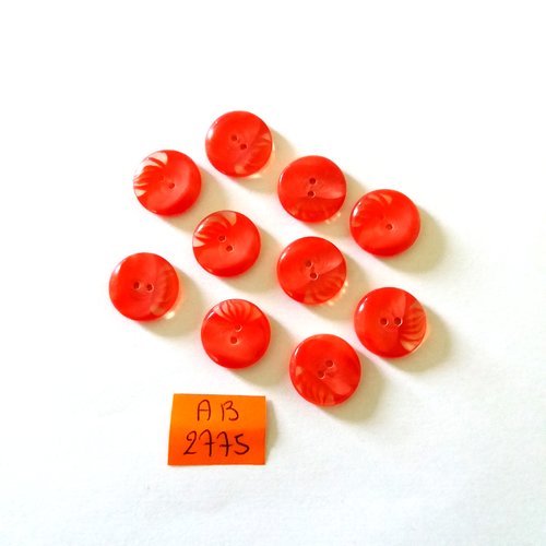 10 boutons en résine rouge - 15mm - ab2775