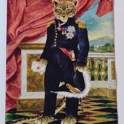 Coupon tissu - léopard en costume militaire - coton épais - 15x20cm