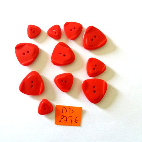 11 boutons en résine rouge - taille diverse - ab2776