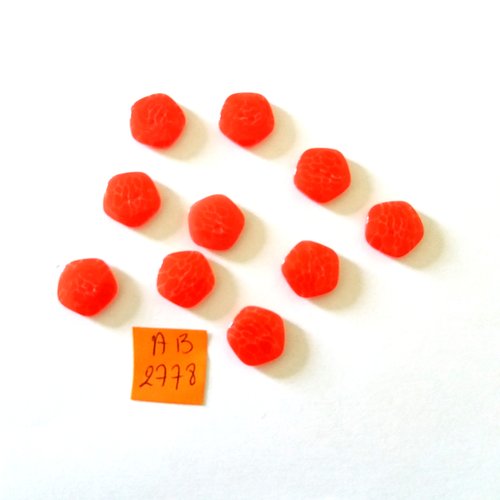 10 boutons en résine rouge - 13mm - ab2778