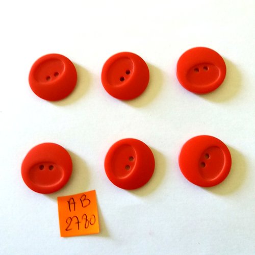 6 boutons en résine rouge - 22mm - ab2780