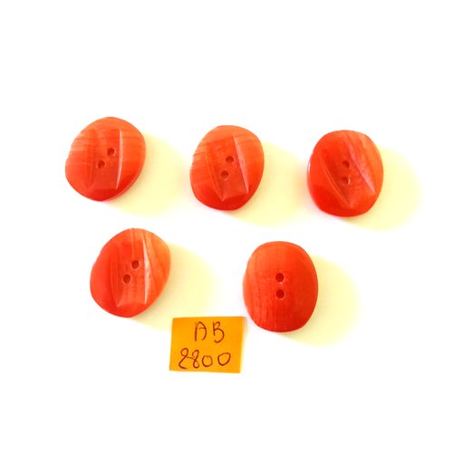 5 boutons en résine rouge - 18x22mm - ab2800