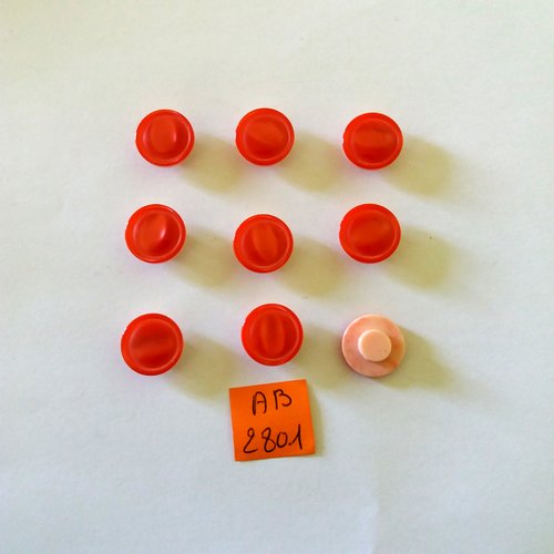 9 boutons en résine rouge et rose - 13mm - ab2801