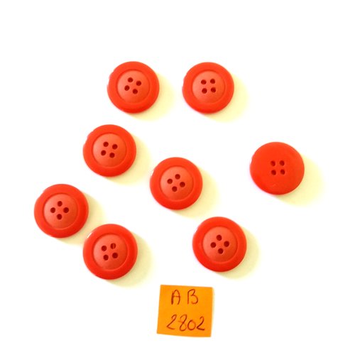 8 boutons en résine rouge - 18mm - ab2802