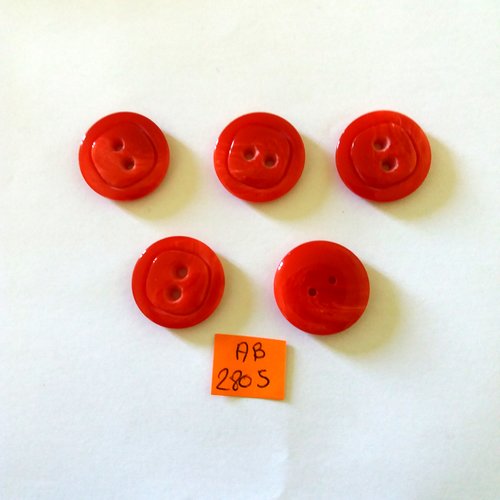 5 boutons en résine rouge - 23mm - ab2805