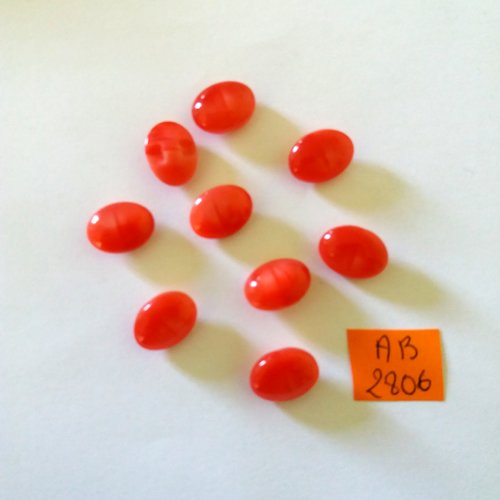 9 boutons en résine rouge clair - 12x15mm - ab2806