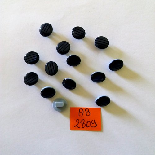 14 boutons en résine bleu - 11x13mm - ab2809