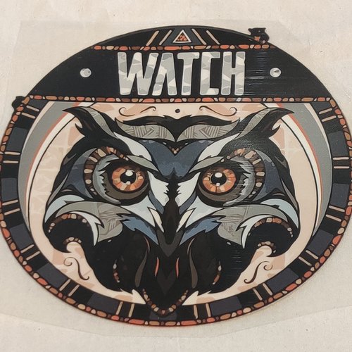 Transfert pour textile tête d'hibou "watch" - 12cm