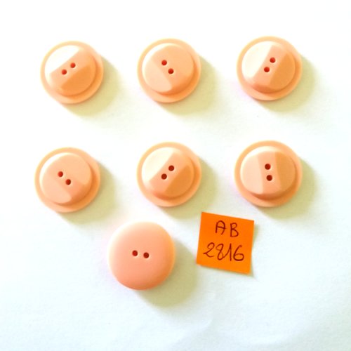 7 boutons en résine rose - 22mm - ab2816